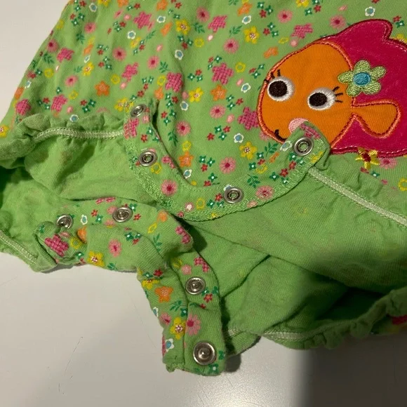 Jumping Beans Green Flower & Fish Romper - Picture 4 of 9